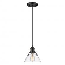 Golden 3306-S BLK-CLR - Orwell BLK Small Pendant - 7&#34; in Matte Black with Clear Glass