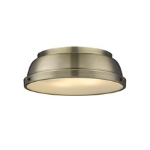 Golden 3602-14 AB-AB - Duncan 14&#34; Flush Mount in Aged Brass with an Aged Brass Shade