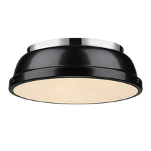 Golden 3602-14 CH-BK - Duncan 14&#34; Flush Mount in Chrome with a Black Shade