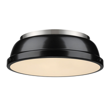 Golden 3602-14 PW-BK - Duncan 14&#34; Flush Mount in Pewter with a Black Shade