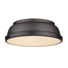 Golden 3602-14 RBZ-RBZ - Duncan 14&#34; Flush Mount in Rubbed Bronze with a Rubbed Bronze Shade