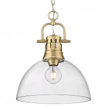 Golden 3602-L BCB-CLR - Duncan BCB 1 Light Pendant with Chain in Brushed Champagne Bronze with Clear Glass Shade