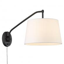 Golden 3694-A1W BLK-MWS - Ryleigh Articulating Wall Sconce in Matte Black with Modern White Shade