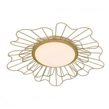 Golden 9132-FM24 LOG-OP - Yasmin LOG Flush Mount - 24&#34; in Olympic Gold with Opal Glass Shade