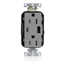 Leviton M56AC-GY - 15A LEV-LOK USB TR OUTLET TYPE A-C