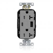 Leviton M58AC-GY - 20A LEV-LOK USB TR OUTLET TYPE A-C