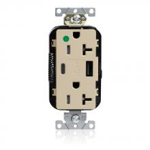 Leviton M58AC-HGI - 20A LEV-LOK USB TR HG OUTLET TYPE A-C