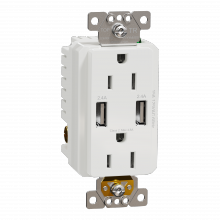 Schneider Electric SQR55141WH - USB charger + socket-outlet, X Series, 15A socke