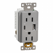 Schneider Electric SQR55153GY - USB charger + socket-outlet, X Series, 15A socke
