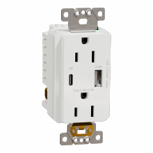 Schneider Electric SQR55153WH - USB charger + socket-outlet, X Series, 15A socke