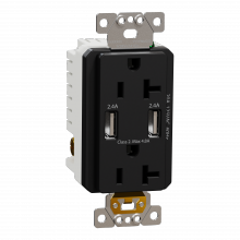 Schneider Electric SQR55241BK - USB charger + socket-outlet, X Series, 20A socke