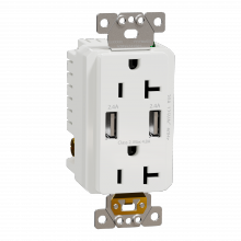 Schneider Electric SQR55241WH - USB charger + socket-outlet, X Series, 20A socke