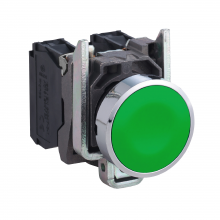 Schneider Electric XB4BA35 - Push button, Harmony XB4, metal, flush, green, 2