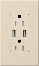 Lutron Electronics NTR-15-UBTR-LA - NT 15A USB TAMPER RESIST LIGHT ALMOND