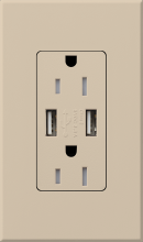 Lutron Electronics NTR-15-UBTR-TP - NT 15A USB TAMPER RESIST TAUPE