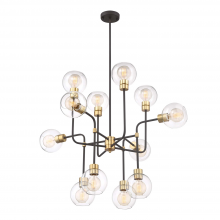 ZEEV Lighting CD10200-12-PB+MBK - 12-Light 43&#34; Adjustable Polished Brass Geometric Globe Chandelier