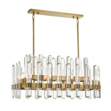 ZEEV Lighting CD10334-10-AGB - 10-Light 36&#34; 2-Tier Aged Brass Rectangular Crystal Chandelier