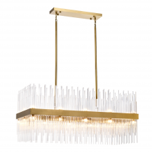 ZEEV Lighting CD10406-24-P-AGB - 24-Light 36&#34; Sleek Aged Brass Banded Rectangular Crystal Chandelier