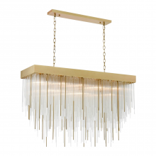 ZEEV Lighting CD10412-27-AGB - 27-Light 60&#34; Rectangular Aged Brass Convertible Flush Crystal Chandelier