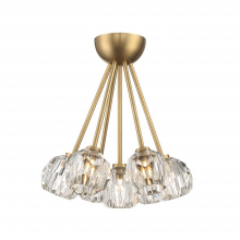 ZEEV Lighting FM60049-7-AGB - 7-Lighting 15&#34; Aged Brass Clustered Crystal Semi-Flush Mount