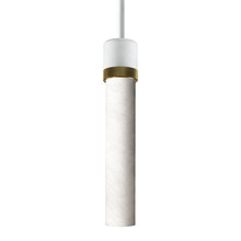 ZEEV Lighting P11706-E26-MW-K-AGB-G9 - 3&#34; E26 Cylindrical Pendant Light, 12&#34; Spanish Alabaster and Matte White with Brass Finish