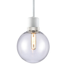 ZEEV Lighting P11706-E26-MW-K-PN-G11 - 8&#34; E26 Clear Globe Glass Pendant Light and Matte White with Nickel Metal Finish