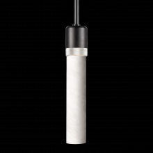ZEEV Lighting P11708-E26-SBB-K-PN-G9 - 3&#34; E26 Cylindrical Pendant Light, 12&#34; Spanish Alabaster and Satin Brushed Black with Nickel