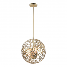 ZEEV Lighting P30038-3-SG - 3-Light 14&#34; Organic Matte Gold Metal Globe Pendant