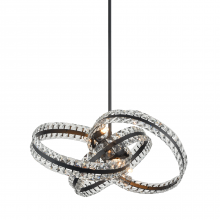 ZEEV Lighting P30014-6-MBK - 6-Light 19&#34; 3 Band Orbital Matte Black Crystal Pendant Light