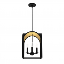 Hunter 19080 - Hunter Dukestown Natural Black Iron and Gold Leaf 4 Light Pendant Ceiling Light Fixture