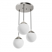 Hunter 19515 - Hunter Hepburn Brushed Nickel with Cased White Glass 3 Light Pendant Cluster Ceiling Light Fixture