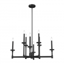 Hunter 19054 - Hunter Briargrove Matte Black 8 Light Chandelier Ceiling Light Fixture