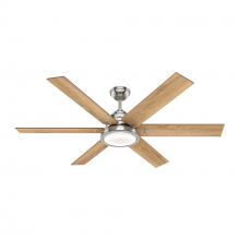 Hunter 59462 - Hunter 60 inch Warrant ENERGY STAR® Brushed Nickel Ceiling Fan with LED Light Kit and Wall Control