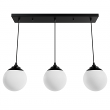 Hunter 19800 - Hunter Hepburn Matte Black with Cased White Glass 3 Light Pendant Cluster Ceiling Light Fixture