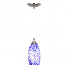 Vaxcel International P0383 - Milano 4.75-in Mini Pendant Azzura Glass Satin Nickel