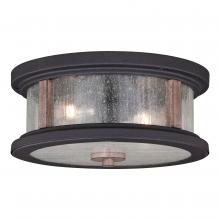 Vaxcel International T0450 - Cumberland 13-in. Outdoor Flush Mount Textured Dark Bronze/Burnished Oak