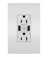 Legrand Radiant 1597TRUSBAAW - radiant® Tamper-Resistant 15A Duplex Self-Test GFCI Receptacles with SafeLock® Protection, USB Type 