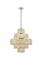 Elegant 2039D20C-GT/RC - MaxIme 13 Light Chrome Chandelier Golden Teak (Smoky) Royal Cut Crystal