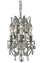 Elegant 9203D13PW-GT/RC - Rosalia 3 Light Pewter Pendant Golden Teak (Smoky) Royal Cut Crystal