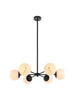 Elegant LD645D30BK - Briggs 30 inch pendant in black with white shade