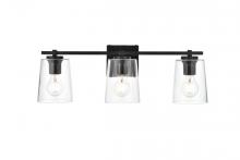 Elegant LD7310W23BLK - Kacey 3 Light Black and Clear Bath Sconce