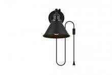 Elegant LD7329W7BLK - Blaise 1 Light Black Plug in Wall Sconce