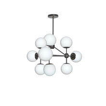Dainolite DMI-269C-WHBK - 9LT Chandelier, Black Finish w/White Glass Balls