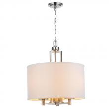 World Imports ES4698SBAA - 3-Light Brushed Nickel Pendant with White Linen Shade