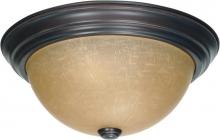 Nuvo 60/1256 - 2 Light - 13&#34; Flush with Champagne Linen Washed Glass - Mahogany Bronze Finish