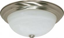 Nuvo 60/199 - 3 Light - 15&#34; Flush with Alabaster Glass - Brushed Nickel Finish