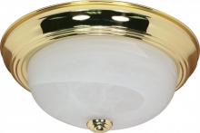 Nuvo 60/214 - 2 Light - 13&#34; Flush with Alabaster Glass - Polished Brass Finish