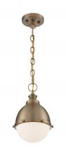 Nuvo 60/7029 - Ronan - 1 Light Pendant with Opal Glass - Burnished Brass Finish