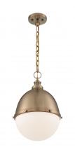 Nuvo 60/7039 - Ronan - 1 Light Pendant with Opal Glass - Burnished Brass Finish