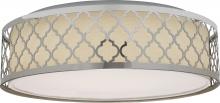 Nuvo 62/989R1 - LED Decor - 15&#34; Filigree Flush with White Fabric Shade - Polished Nickel Finish